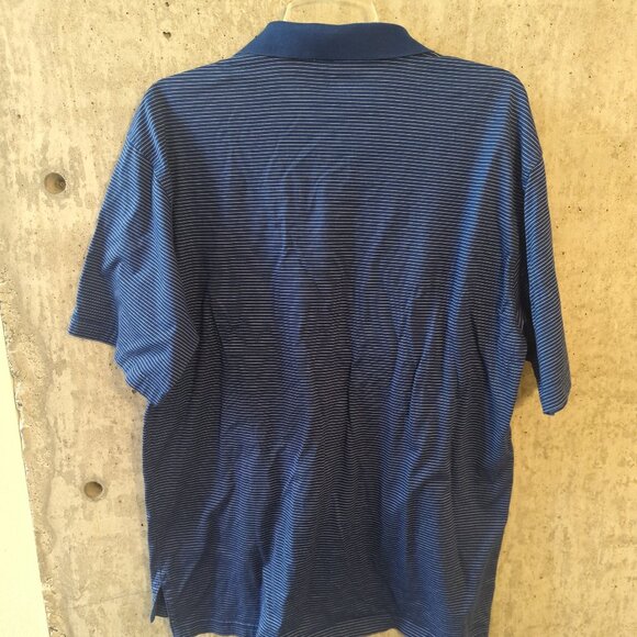 Peter Millar Mens Medium Blue Striped Performance Polo Shirt - Picture 2 of 7